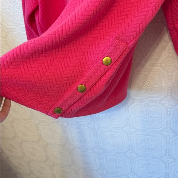 J. Crew Herringbone mockneck sweatshirt Size L SOFT FUCHSIA pink - Picture 5 of 7